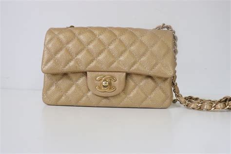 chanel mini rectangular caviar gold